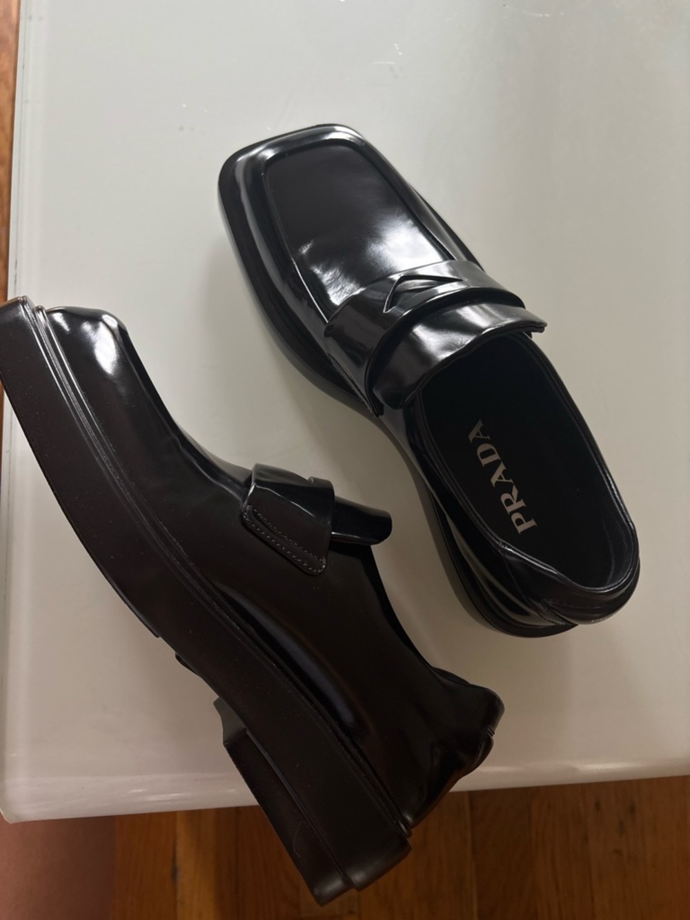 Prada Black  Leather Loafers